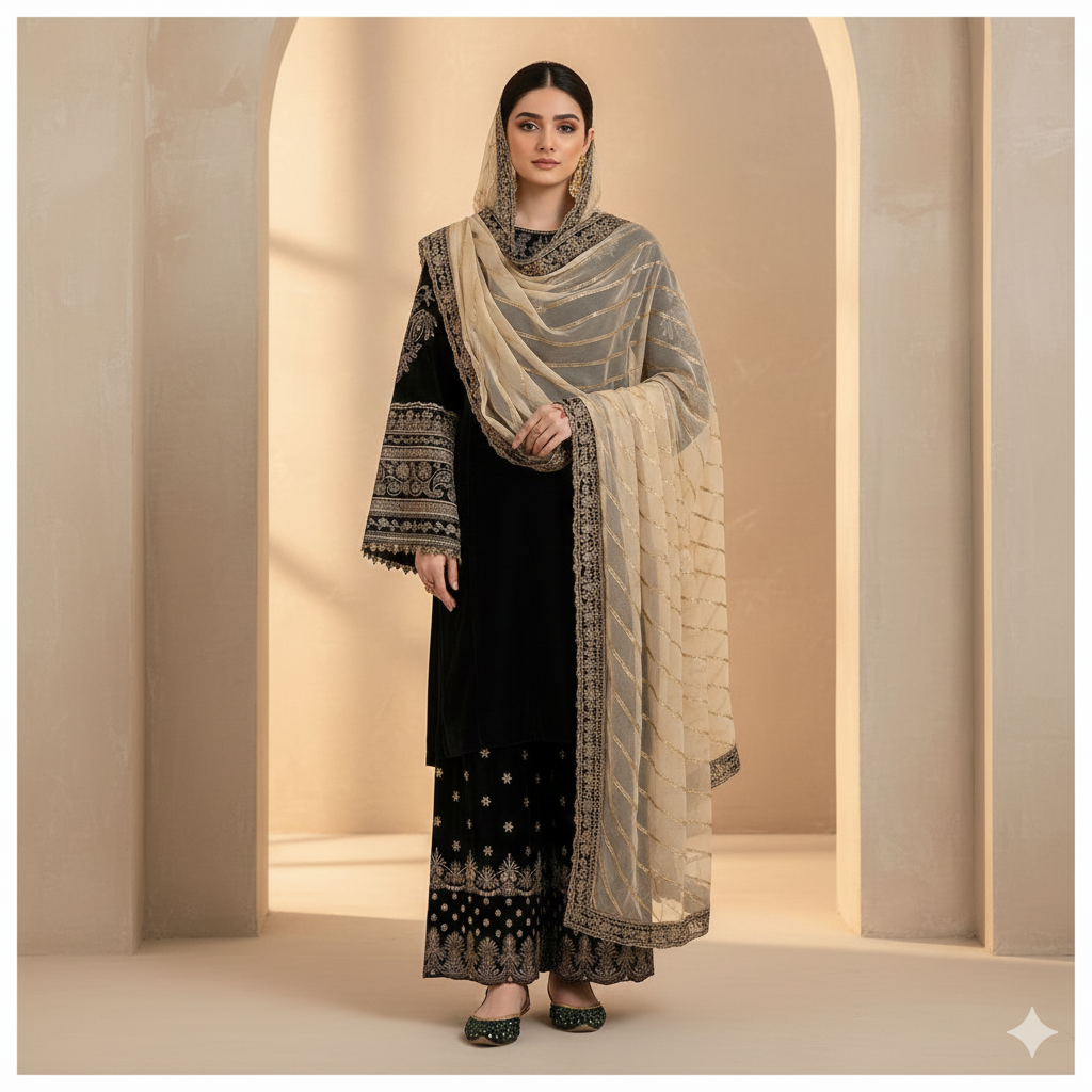 Onyx Velvet Heritage Premium Unstitched 3-Piece