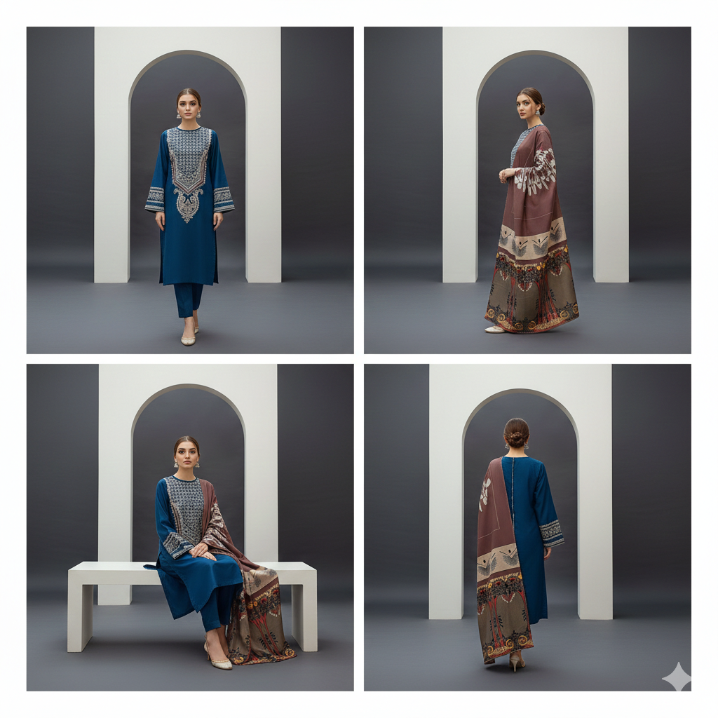 Dhanak Heritage 3-Piece Embroidered Winter Luxe Collection