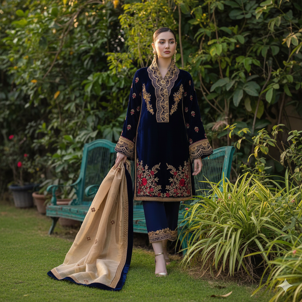 Marjan "Amethyst Royale" Luxury Unstitched Velvet 3-Piece Suite – Winter '26 Edition