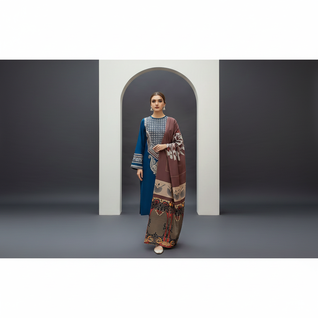 Dhanak Heritage 3-Piece Embroidered Winter Luxe Collection