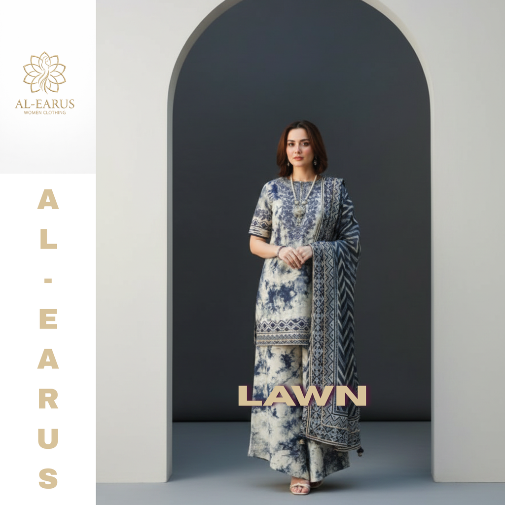 Navy Floral Lawn 3-Piece Suit