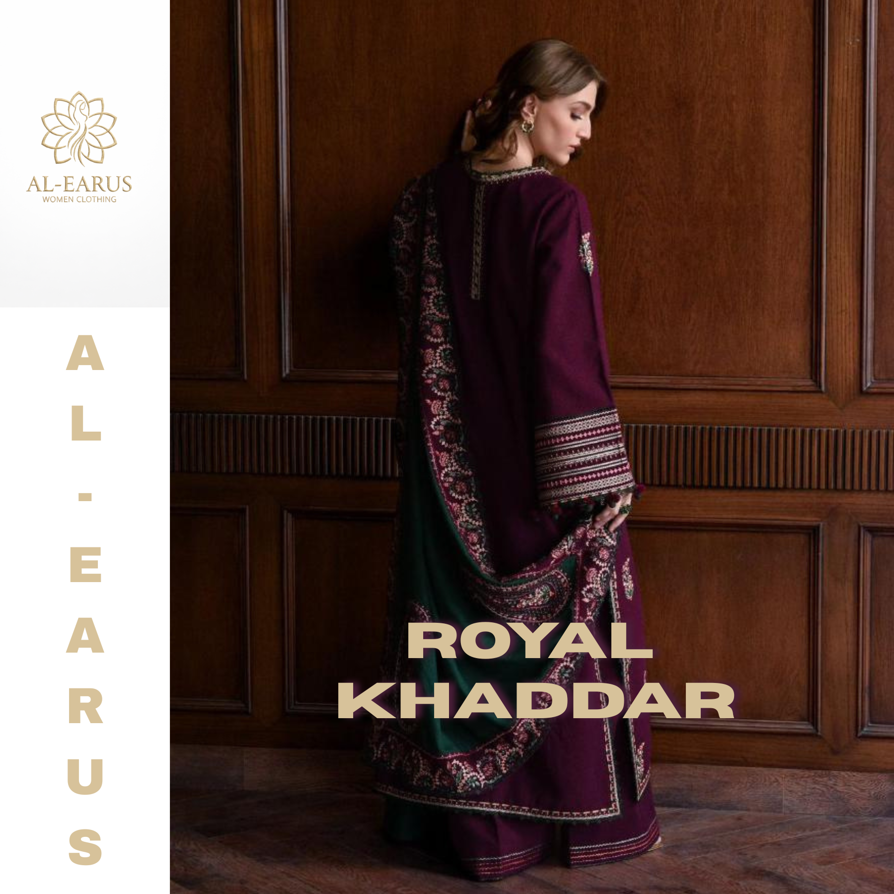 Royal Plum Khaddar Embroidered 3-Piece Suit - Premium Collection