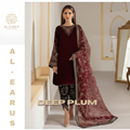 Malika-e-Durbar: Luxury Unstitched Velvet Ensemble – Deep Plum Edition