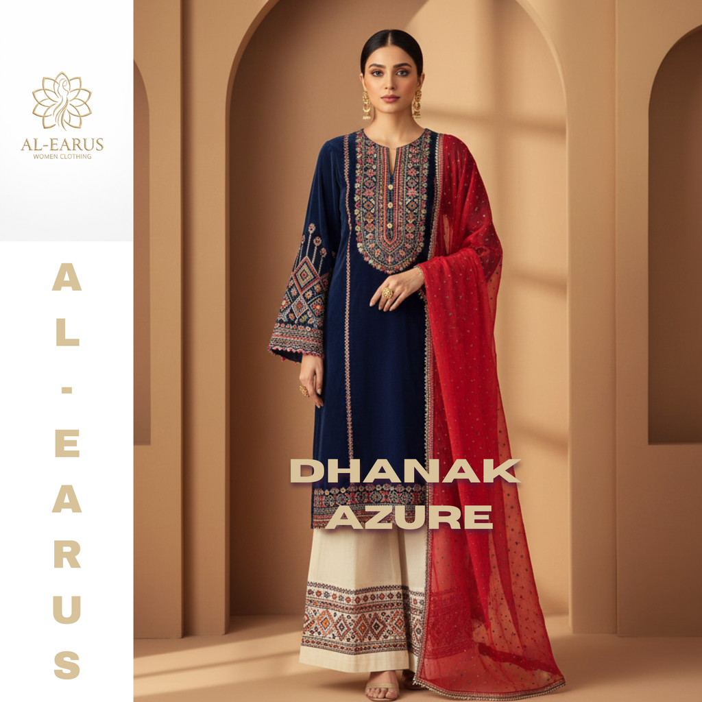 Dhanak Azure Dreams 3-Piece Embroidered Winter Collection