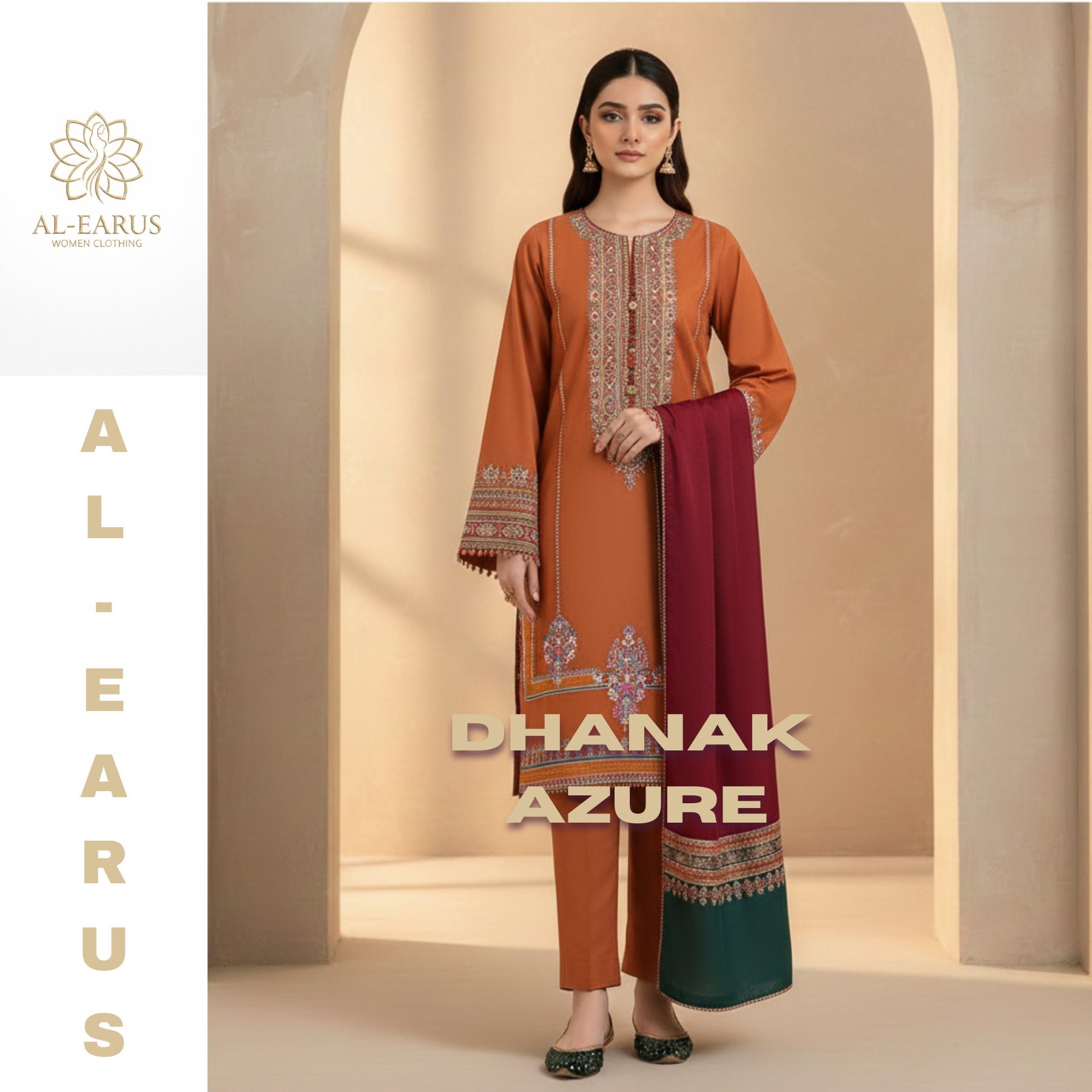 Dhanak Royal IndigoSignature 3-Piece Embroidered Winter Luxe Collection